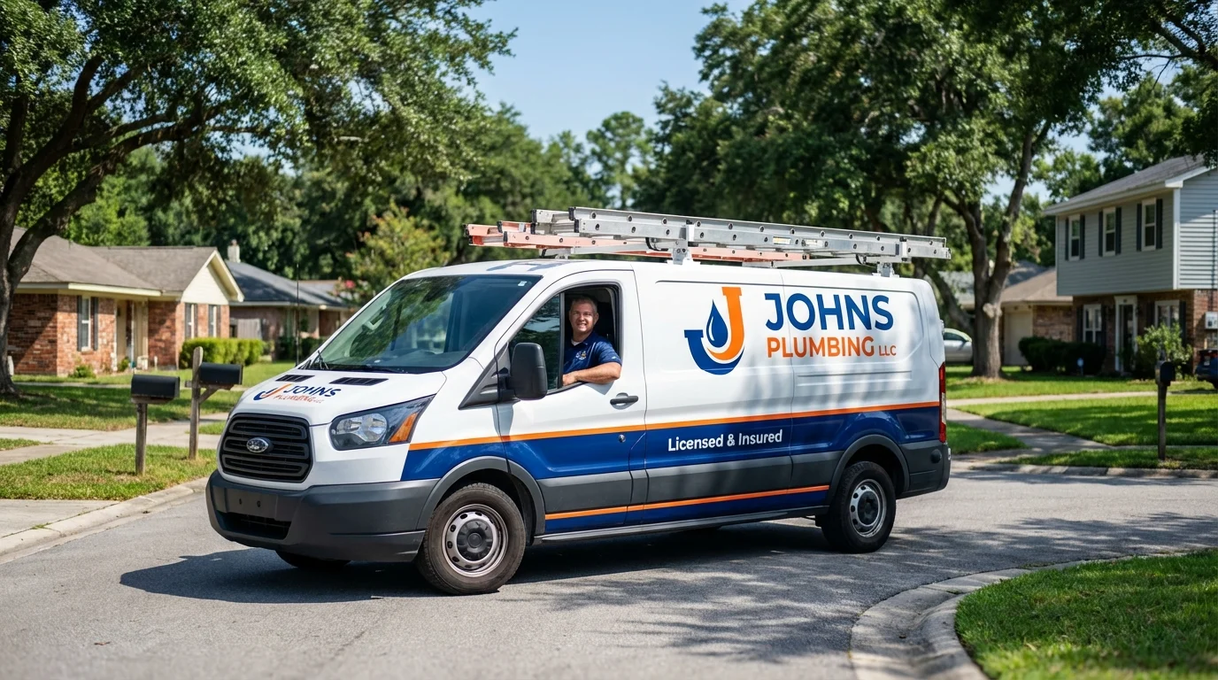 Johns Plumbing LLC service van in Dayton, NJ