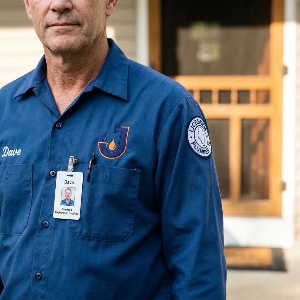 Licensed plumber showing ID badge in Dayton, NJ