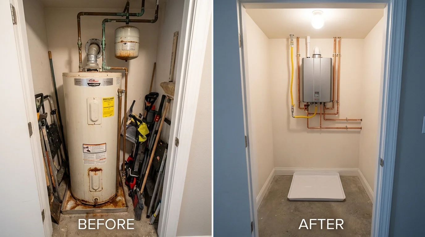 Tank water heater versus wall-mounted tankless unit comparison for Dayton, NJ homeowners